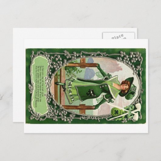  Sint Patrick's Day Girl Briefkaart (Voorkant / Achterkant)