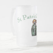 Sint-Patricks Day-Glas in lood-vensterontwerp Matglas Bierpul (Voorkant links)