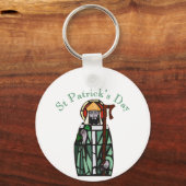 Sint-Patricks Day-Glas in lood-vensterontwerp Sleutelhanger (Voorkant)