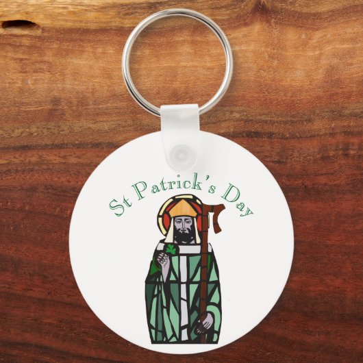 Sint-Patricks Day-Glas in lood-vensterontwerp Sleutelhanger (Voorkant)