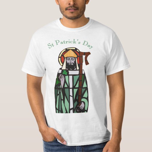 Sint-Patricks Day-Glas in lood-vensterontwerp T-shirt (Voorkant)