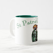Sint-Patricks Day-Glas in lood-vensterontwerp Tweekleurige Koffiemok (Voorkant links)