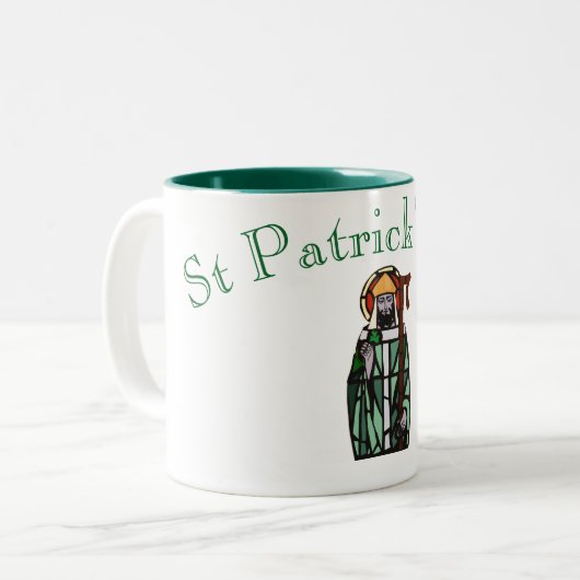Sint-Patricks Day-Glas in lood-vensterontwerp Tweekleurige Koffiemok (Voorkant links)