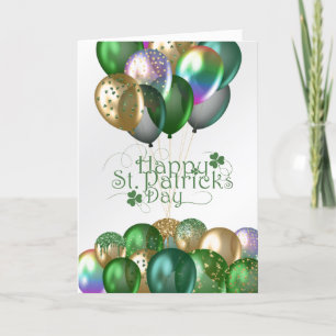 Sint Patricks Day Green Balloons Shamrock Feestdagen Kaart