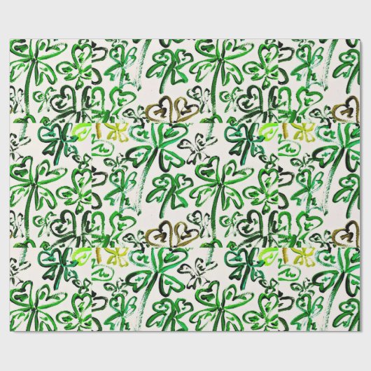 Sint Patrick's Day Green Clover Field Wrapping Pap Cadeaupapier (Vlak)