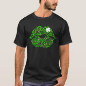 Sint Patrick's Day Green Leopard Lips Kiss me Iris T-shirt (Voorkant)