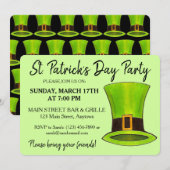 Sint Patrick's Day Green Leprechaun Tophat Party Kaart (Voorkant / Achterkant)