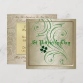 Sint Patrick's Day Green Swirl Party Kaart (Voorkant / Achterkant)