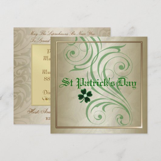 Sint Patrick's Day Green Swirl Party Kaart (Voorkant / Achterkant)