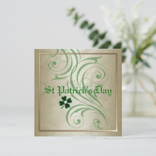 Sint Patrick's Day Green Swirl Party Kaart (Staand voorkant)