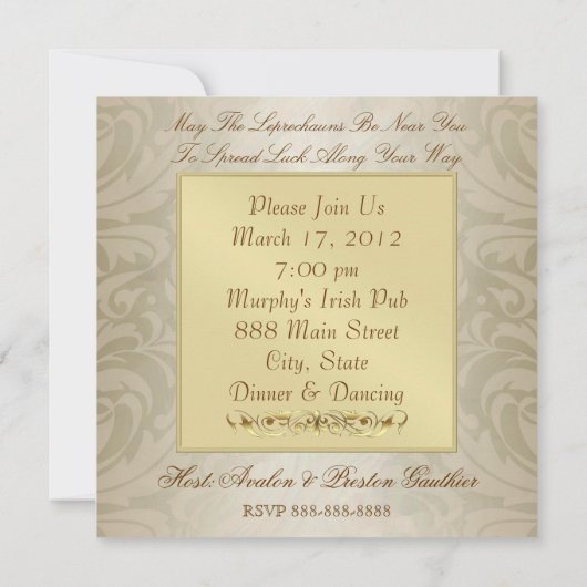 Sint Patrick's Day Green Swirl Party Kaart (Achterkant)