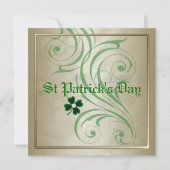 Sint Patrick's Day Green Swirl Party Kaart (Voorkant)