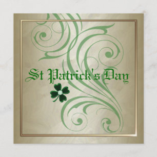 Sint Patrick's Day Green Swirl Party Kaart