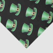 Sint Patrick's Day Green Top Hat Pattern op Black Tissuepapier (Detail)