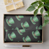 Sint Patrick's Day Green Top Hat Pattern op Black Tissuepapier (Geschenk)