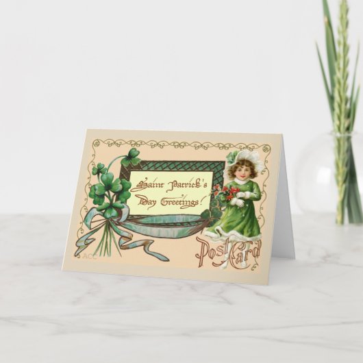 Sint Patrick's Day Greetings girl shamrocks Kaart (Voorkant)
