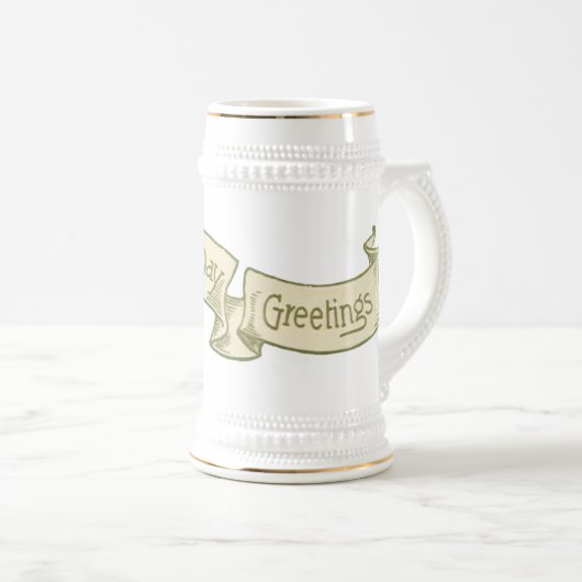  Sint Patrick's Day Greetings Golden Banner Bierpul (Voorkant rechts)