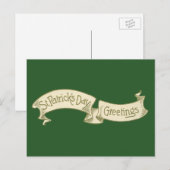 Sint Patrick's Day Greetings Golden Banner Briefkaart (Voorkant / Achterkant)