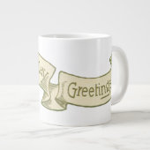 Sint Patrick's Day Greetings Golden Banner Grote Koffiekop (Voorkant rechts)