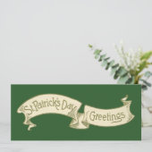  Sint Patrick's Day Greetings Golden Banner Kaart (Staand voorkant)