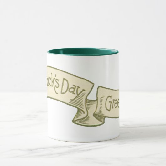 Sint Patrick's Day Greetings Golden Banner Mok (Midden)