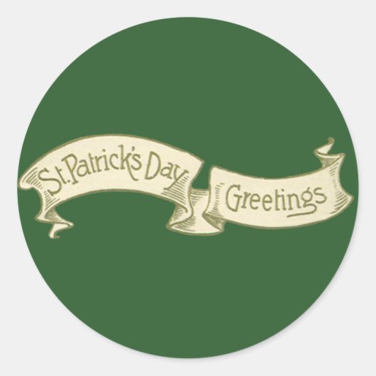 Sint Patrick's Day Greetings Golden Banner Ronde Sticker (Voorkant)