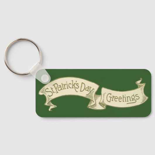  Sint Patrick's Day Greetings Golden Banner Sleutelhanger (Achterkant)