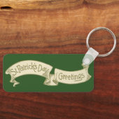 Sint Patrick's Day Greetings Golden Banner Sleutelhanger (Voorkant)