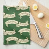 Sint Patrick's Day Greetings Golden Banner Theedoek (Quarter Fold)