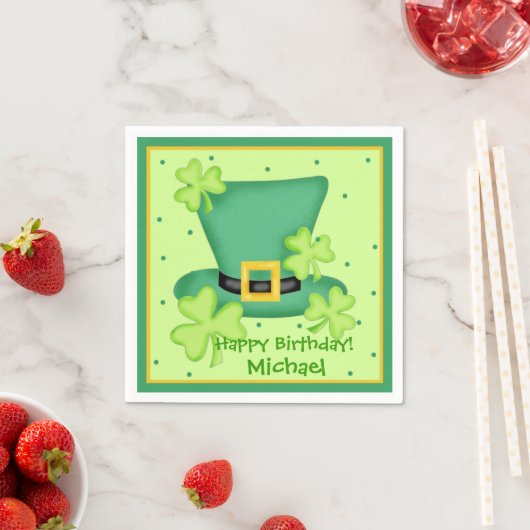 Sint Patrick's Day Happy Birthday Name Persoonlijk Servetten (Insitu)