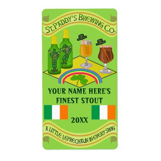 Sint Patrick's Day Home Brew Beer Fles Label (Voorkant)