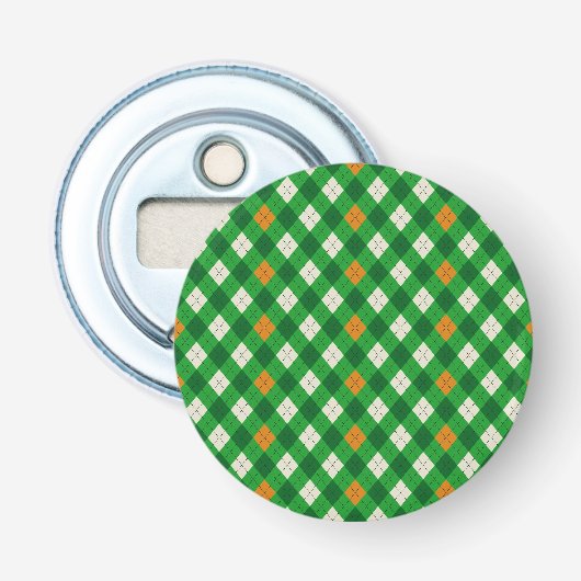 Sint-Patrick's Day Ierse gekleurde argyle Button Flesopener (Voorkant)