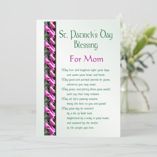 Sint Patricks Day Irish Blessing for Mam Holiday Feestdagenkaart (Staand voorkant)
