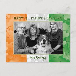 Sint Patrick's Day Irish flag clovers photolijst Briefkaart