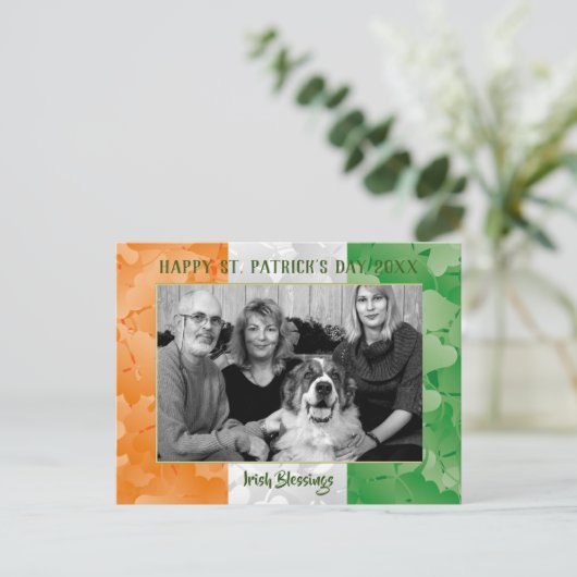 Sint Patrick's Day Irish flag clovers photolijst Briefkaart (Staand voorkant)