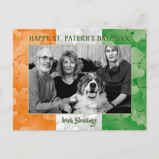 Sint Patrick's Day Irish flag clovers photolijst Briefkaart (Voorkant)
