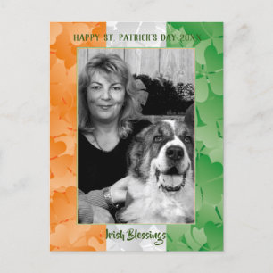 Sint Patrick's Day Irish flag clovers photolijst Briefkaart