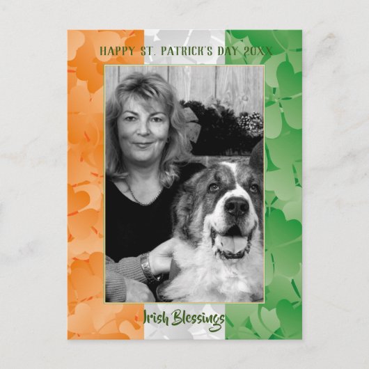 Sint Patrick's Day Irish flag clovers photolijst Briefkaart (Voorkant)