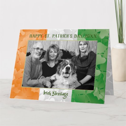 Sint Patrick's Day Irish flag clovers photolijst Kaart (Voorkant)