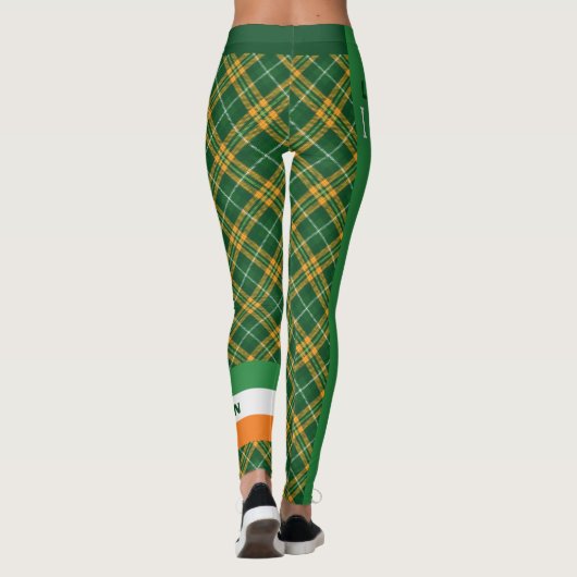 Sint Patrick's Day Irish Flag Stripes Tartan Leggings (Achterkant)