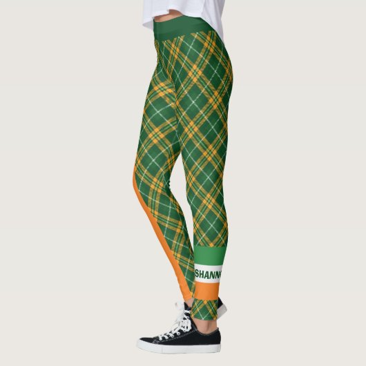 Sint Patrick's Day Irish Flag Stripes Tartan Leggings (Links)