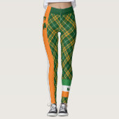 Sint Patrick's Day Irish Flag Stripes Tartan Leggings (Voorkant)