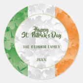 Sint Patrick's Day Irish flag with shamrocks Ronde Sticker (Voorkant)