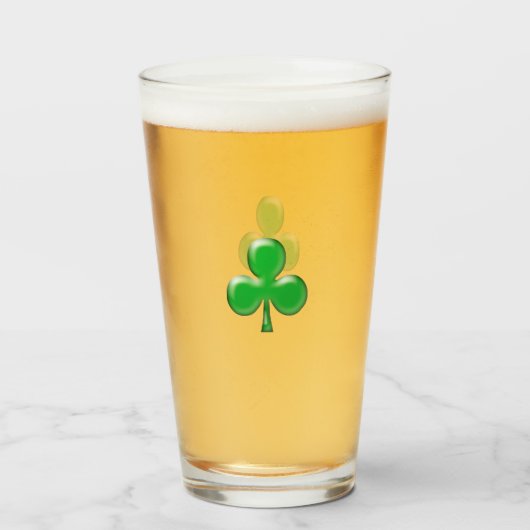 Sint Patrick's Day Irish Green Clover Symbol Beer Glas (Voorkant gevuld)