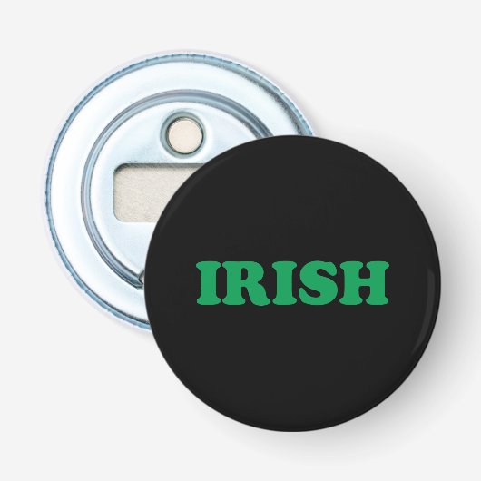 Sint Patrick's Day Irish Green letters zwart Button Flesopener (Voorkant)