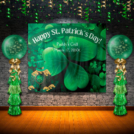 Sint Patrick's Day Irish Shamrock Party Backdrop Wandkleed