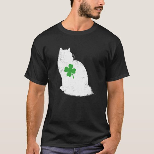 Sint-Patrick's Day Kat Grappige Pluche Shamrock Gi T-shirt (Voorkant)