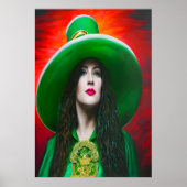 Sint Patrick's Day lady big green pet | AI Art. Poster (Voorkant)
