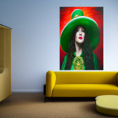 Sint Patrick's Day lady big green pet | AI Art. Poster
