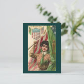  Sint Patrick's Day Lady en Flag Briefkaart (Staand voorkant)